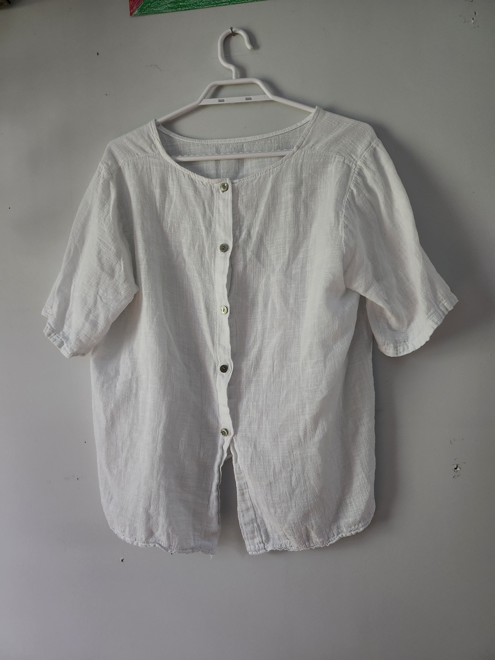 🤍 Italian White 100% Cotton Linen-Feel Button-Up Shirt, Classic